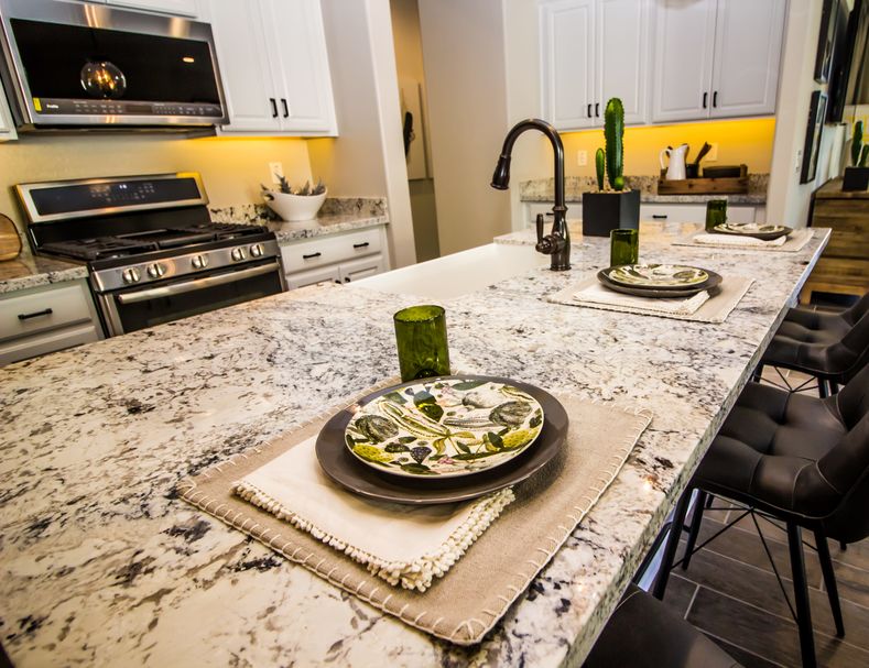 Granite countertop in kitchen