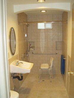 Remodeled bathroom sink and shower