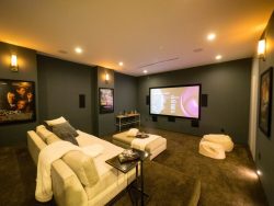 Home theater in basement remodeling solutions in West Chester, PA.